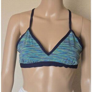 Athleta Bikini Top blue stripes wire free Size M